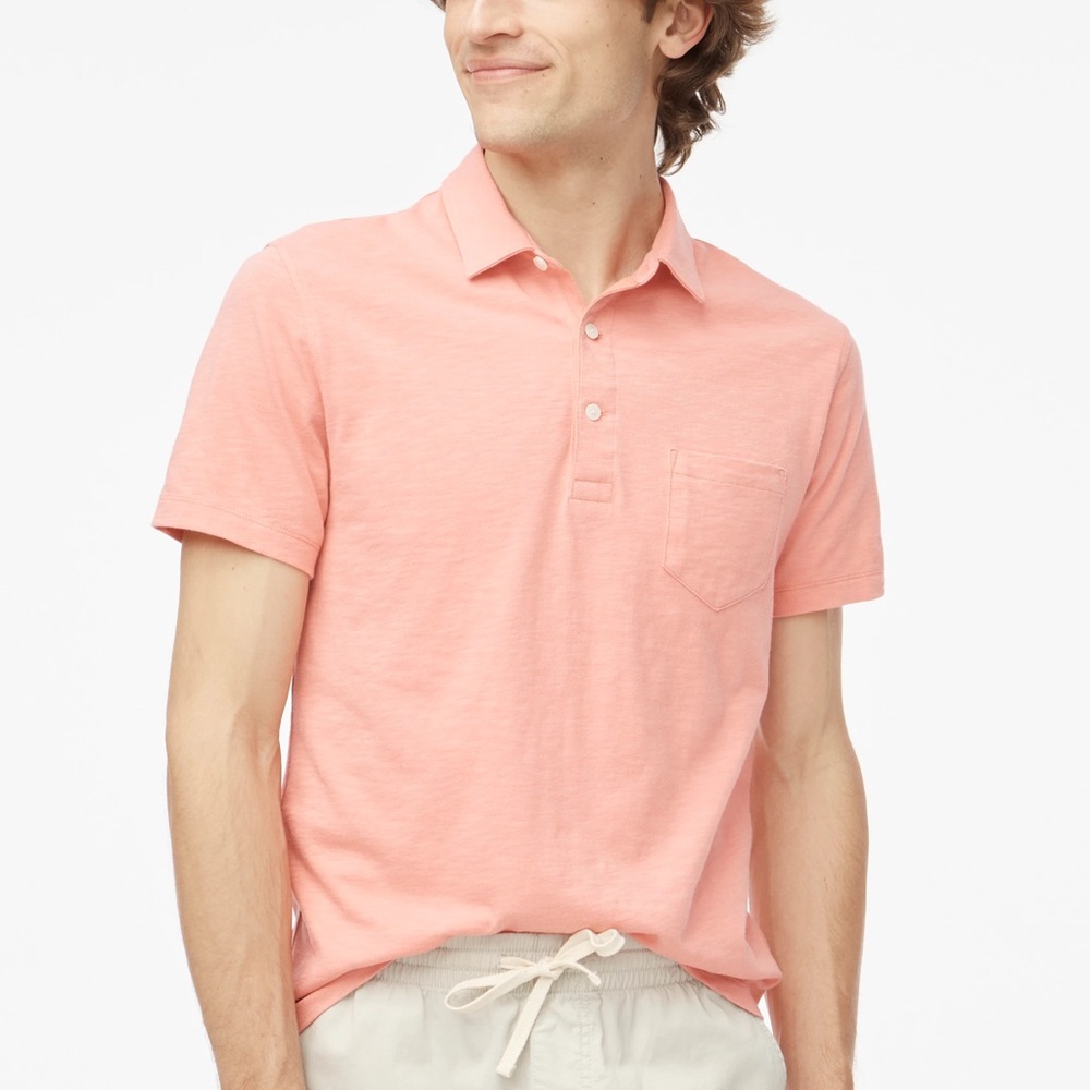 J Crew Slub jersey pocket polo shirt men’s size large pink pocket **NWT**
